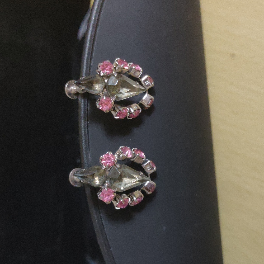 Vintage 69 Years Old Rhinestone Earrings